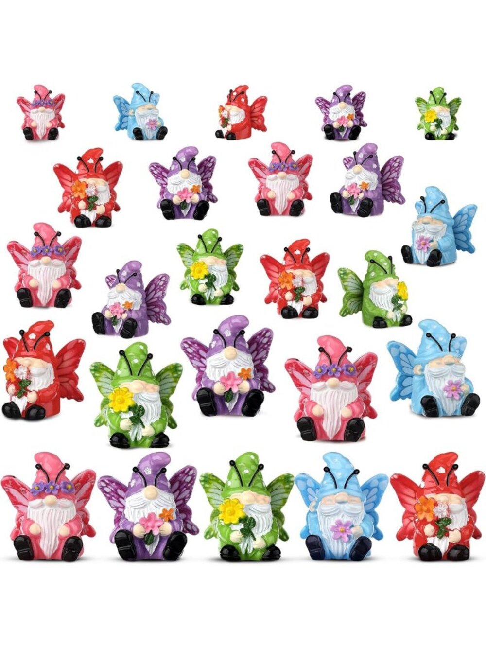 40 Pcs Miniature Butterfly Gnomes - Spring Decor Figurines for Home & Garden